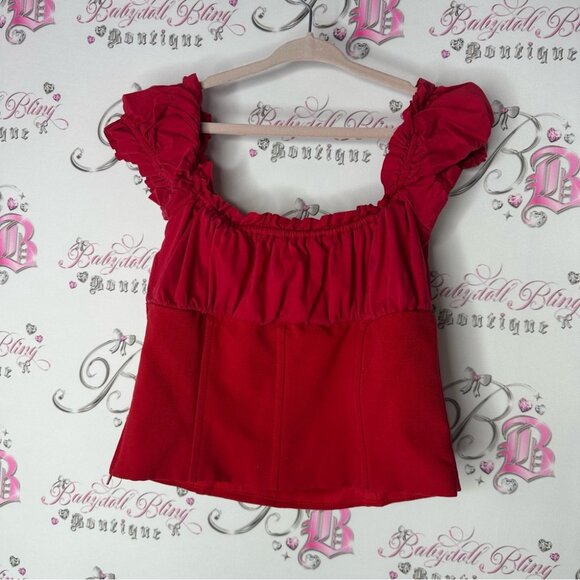 I.am.Gia top milkmaid corset red tie up ribbon π bow sexy cute frilly naomi - Picture 2 of 4